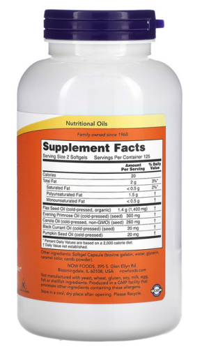 Now Foods Omega 3-6-9 1000 мг. (Омега 3-6-9) 250 мягких капсул фото 2