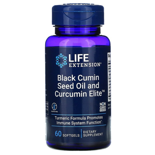 Life Extention Black Cumin Seed Oil and Curcumin Elite (Масло из семян черного тмина и куркумин) 60 капсул