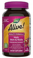 Alive! Hair, Skin & Nails Premium (добавка для волос, кожи и ногтей) 60 мармеладок (Nature's Way)