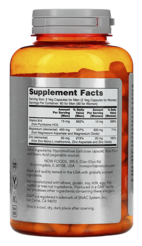 Now Foods Sports ZMA 180 капсул фото 3