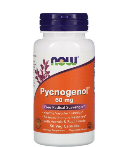 Now Foods Пикногенол (Pycnogenol) 60 мг. 50 вегетарианских капсул