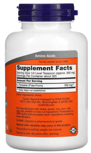 Now Foods L-Tyrosine Pure Powder (Л-Тирозин в порошке) 113 г. (4 OZ) фото 2