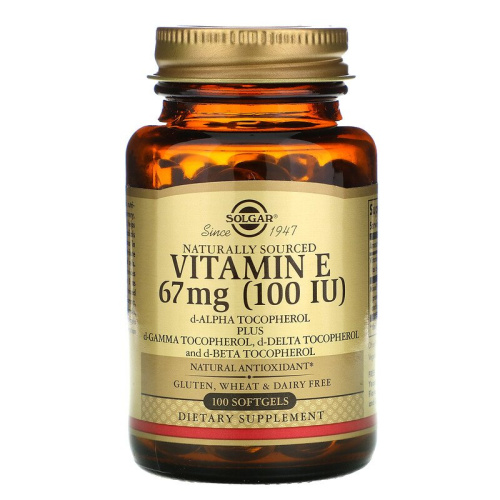 Solgar Vitamin E 67 мг. (100 IU) (d-Alpha Tocopherol & Mixed Tocopherols) 100 капсул