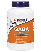 Now Foods GABA (ГАМК) 500 мг. 200 растительных капсул