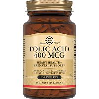 Folic Acid (Фолиевая кислота) 400 mcg 100 таблеток (Solgar)