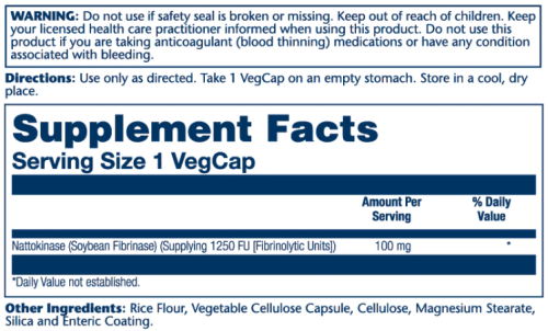 Solaray Enteric Coated Nattokinase (Наттокиназа, покрытая кишечнополостной оболочкой) 100 мг. 1250 FU 30 растительных капсул фото 2