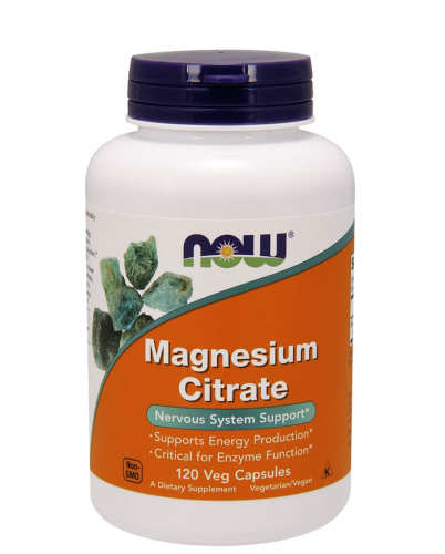 Now Foods Magnesium Citrate (Цитрат магния) 400 мг. 120 растительных капсул