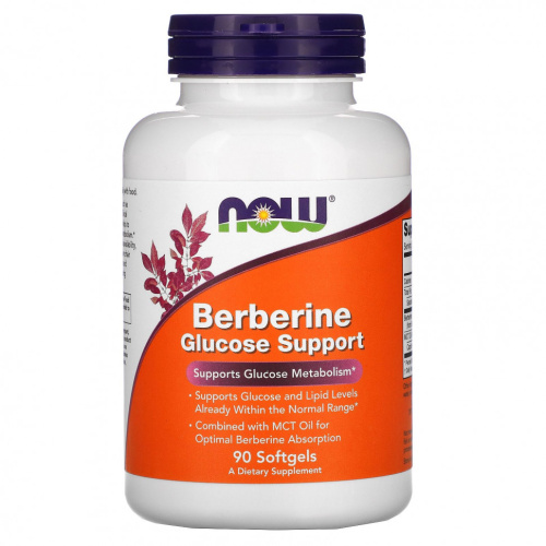 Now Foods Berberine Glucose Support (Берберин, поддержка обмена Глюкозы) 90 мягких капсул