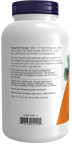 Now Foods Calcium Citrate Pure Powder (Кальций Цитрат в порошке) 227 г. фото 3