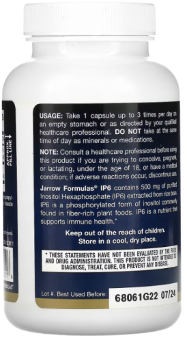 IP6 Inositol Hexaphosphate (Гексафосфат Инозитола 500 мг) 120 растительных капсул (Jarrow Formulas) фото 2