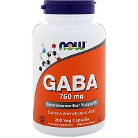 Now Foods GABA (ГАМК) 750 мг. 200 растительных капсул