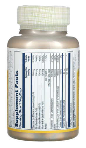 Solaray Vitamin B-Complex (Комплекс витаминов группы B) 100 мг. 100 растительных капсул фото 7