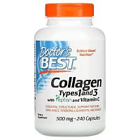 Collagen Types 1 & 3 With Peptan 500 mg - 240 капсул (Doctor`s Best)