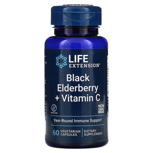 Life Extention Black Elderberry + Vitamin C (Черная Бузина с Витамином C) 60 капсул