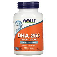 Now Foods DHA-250 (Докозагексаеновая кислота) 250 DHA / 125 EPA 120 капсул