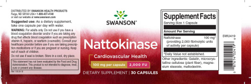 Nattokinase 100 mg (Наттокиназа 100 мг) 30 вег капсул (Swanson) фото 3