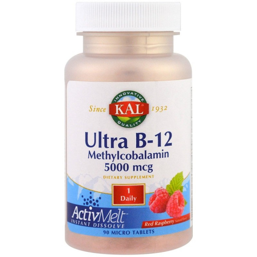 Vitamin B-12 Ultra Methylcobalamin 5000 мкг (Б-12 Метилкобаламин) 90 таблеток (KAL)