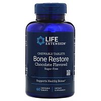 Life Extension Bone Restore Chewable Tablets Chocolate Flavored Sugar-Free (Восстановление костей, со вкусом шоколада, без сахара) 60 жевательных таблеток