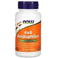 Now Foods 4x6 Acidophilus (Ацидофилус, Пробиотик, Бифидо и Лактобактерии) 120 растительных капсул