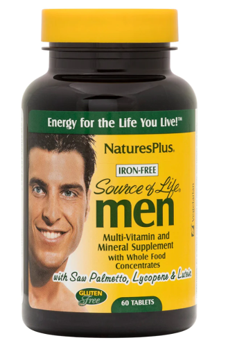 Source of Life Men Multi-Vitamin and Mineral Supplement Iron-Free 60 Tablets (NaturesPlus)