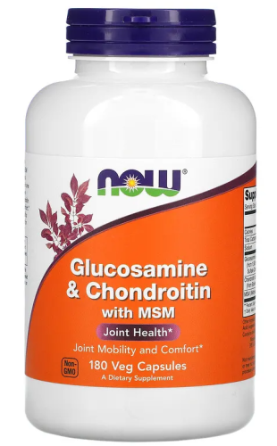 Now Foods Glucosamine & Chondroitin with MSM (Глюкозамин, Хондроитин и МСМ) 180 растительных капсул