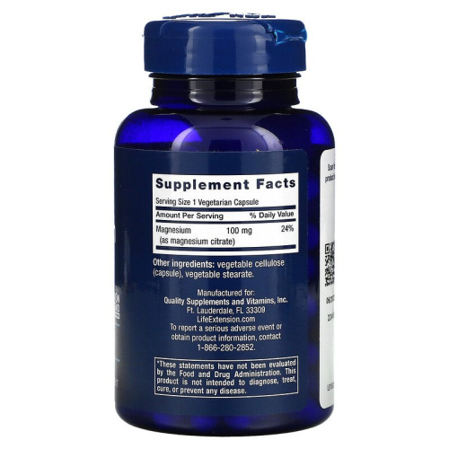 Life Extension Магний Цитрат (Magnesium Citrate) 100 мг. 100 капсул фото 2