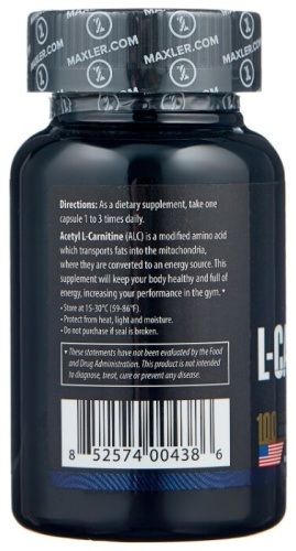 Maxler Acetyl L-Сarnitine (Ацетил L-Карнитин) 100 капсул (USA) фото 3