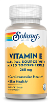 Vitamin E 268 mg (400 IU) d-Alpha Tocopherol with Mixed Tocopherol 100 мягих капсул (Solaray)