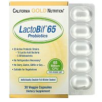 California Gold Nutrition Пробиотики LactoBif 65 млрд. КОЕ 30 капсул