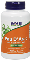 Now Foods Pau D'Arco (Кора муравьиного дерева, Пау Де Арко) 500 мг. 100 растительных капсул