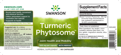 Turmeric Phytosome 500 mg with Meriva 60 капсул (Swanson) фото 2