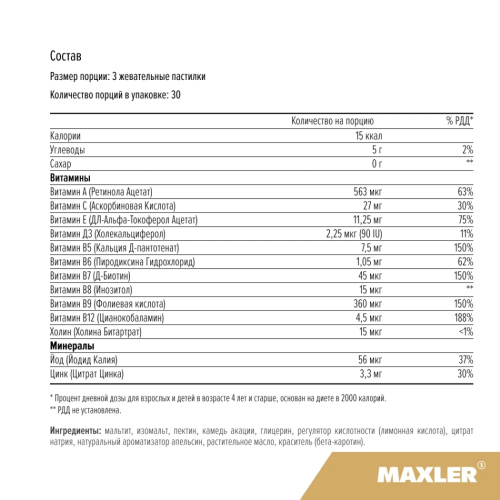 Мультивитамины Maxler Multivitamin Gummies 90 пастилок фото 2