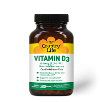 Vitamin D3 5,000 IU (Витамин Д3 125 мкг) 200 мягких капсул (Country Life)