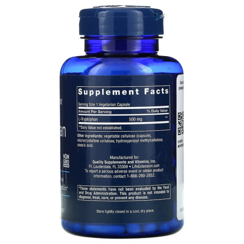 Life Extension L-Tryptophan (L-Триптофан) 500 мг. 90 растительных капсул фото 2