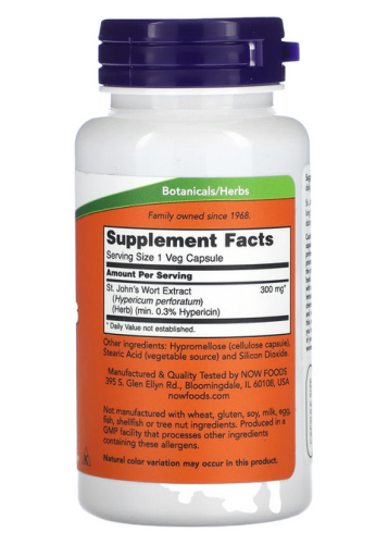 Now Foods St. John's Wort (Зверобой) 300 мг. 100 растительных капсул фото 2