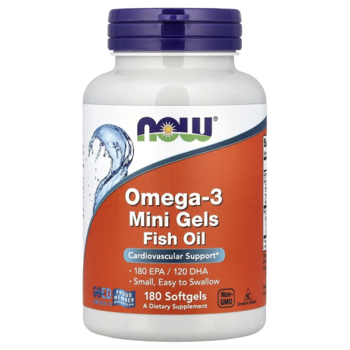 Now Foods Omega-3 Mini Gels Омега-3 180 мини-гелевых капсул 