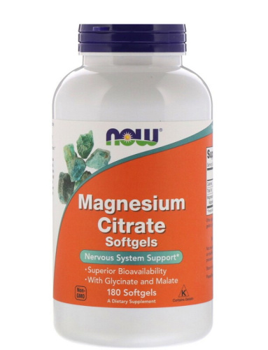 Now Foods Цитрат магния (Magnesium Citrate) 180 мягких капсул