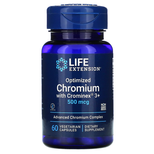 Life Extension Optimized Chromium with Crominex® 3+ (Оптимизированный хром с Crominex® 3+) 500 мкг. 60 растительных капсул