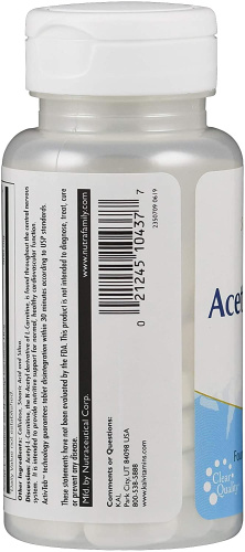 Acetyl-L-Carnitine 500 мг (Ацетил L-карнитин) 60 капсул (KAL) фото 2