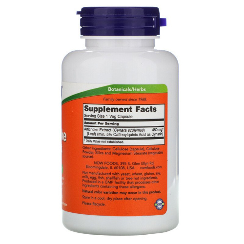 Now Foods Артишока экстракт (Artichoke Extract) 450 мг. 90  растительных капсул фото 2