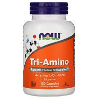 Now Foods Tri-Amino Аминокислотный Комплекс (L-Аргинин, L-Орнитин, L-Лизин) 120 капсул