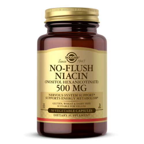 No-Flush Niacin 500 мг (Витамин B3) 50 вег капсул (Solgar)
