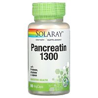 Pancreatin 1300 with Protease, Amilase & Lipase (Панкреатин) 90 вег капсул (Solaray)