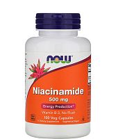 Now Foods Niacinamide Vitamin B-3 (Ниацинамид, Витамин Б-3) 500 мг. 100 растительных капсул