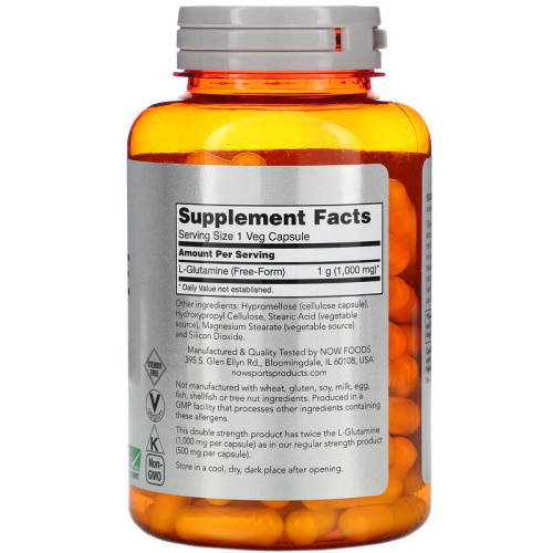 Now Foods Sports L-Glutamine (L-Глютамин) 1000 мг. 120 растительных капсул фото 2