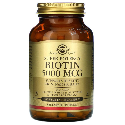 Solgar Биотин (Biotin) 5000 мкг. 100 растительных капсул