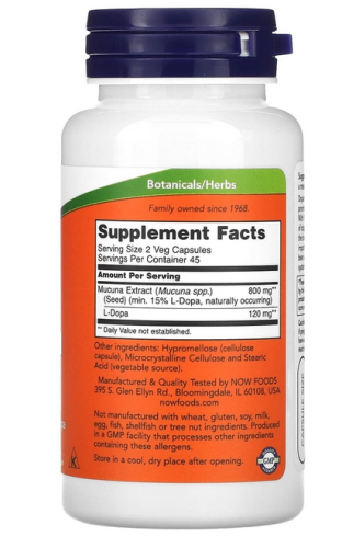 Now Foods Dopa Mucuna (Допа Мукуна) 90 растительных капсул фото 2