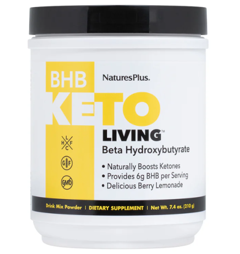 NaturesPlus BHB Keto Living (Бета-гидроксибутират со вкусом ягодного лимонада) 210 г.
