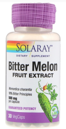 Bitter Melon 500 mg Vital Ext.10% Bitter Principles (Горькая Дыня 500 мг) 30 вег капсул (Solaray)