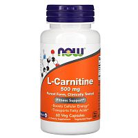 Now Foods L-Карнитин (L-Carnitine) 500 мг. 60 растительных капсул